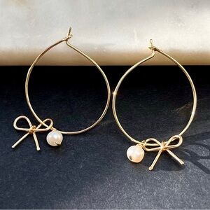 Gold Filled Dainty Bow Hoop Earrings - Multi Way Charm Earrings